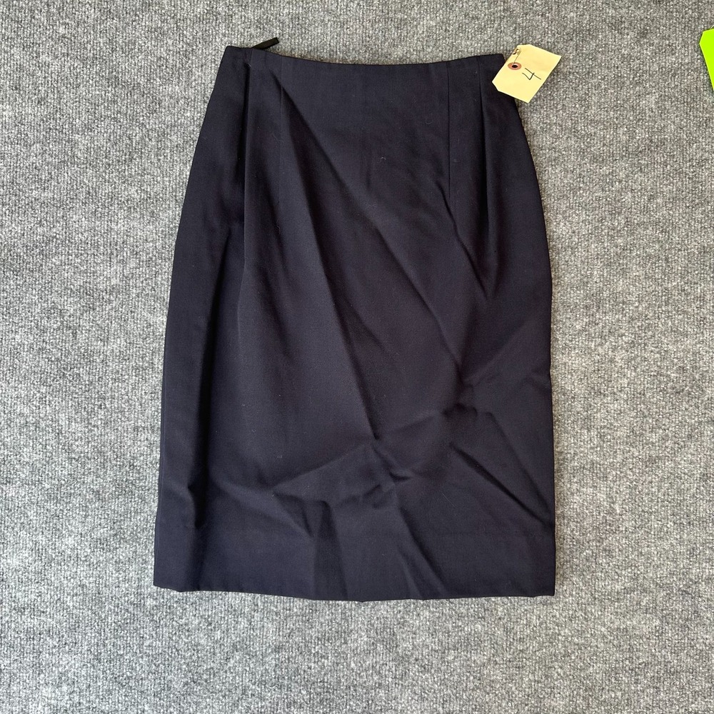 Classiques Pencil Skirt Womens 4 Black Lined Pure Wool Vented Back Office Career